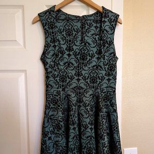 Green Dress with Black Velvet Embellishment